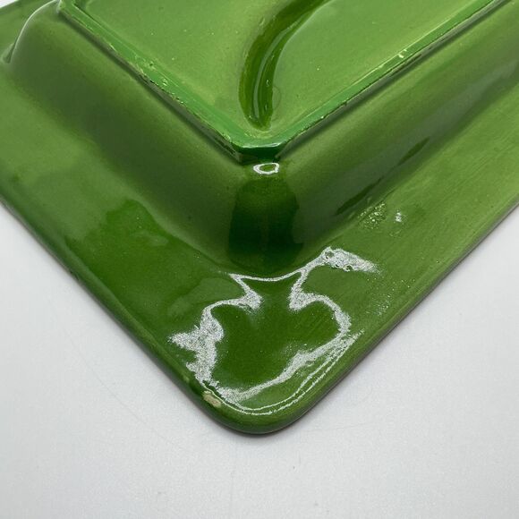Vintage ceramic green & brick red rectangle ashtray | mid-century | man cave - Picture 8 of 8
